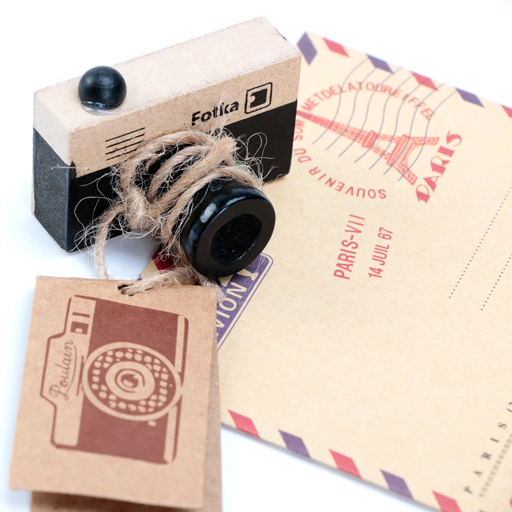 

Lovely 2 Model Korea Wooden Korea Retro Camera Rubber Stamp Seal Gray & Brown DIY Tool Dropping For Dropper