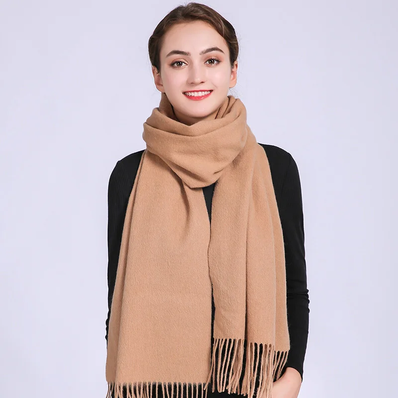 100% Wool Scarf Women 2021 Fashion Winter Shawls and Wraps for Ladies Warm Pashmina Scarf Soft Pure Wool Scarves for Women