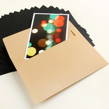 

FangNymph 10pcs white kraft black paper Envelope Message Card Letter Stationary Storage Paper Gift School Supplie Stationer