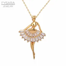 FASARA – Collier à breloques pour femmes, pendentif de danse, de ballerine, de Ballet, bijoux en Gros, Collier d'amour en cristaux
