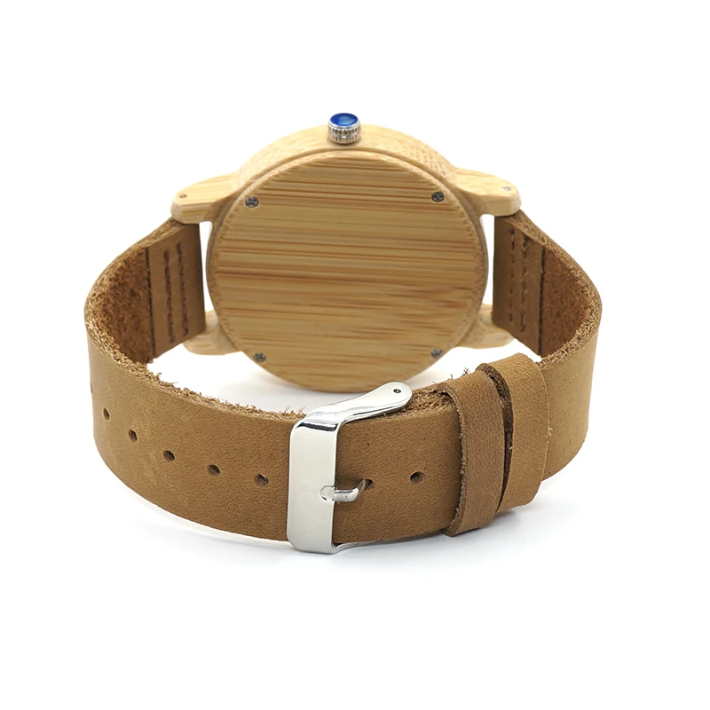 BOBO BIRD Fashion Design Mens Bamboo Watches Genuine Cowhide Leather Band Wristwatches for Men and Women relogio masculino C-A22