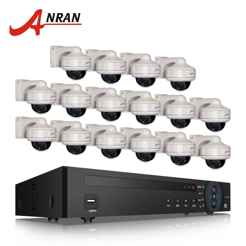 

ANRAN 5.0MP 16CH POE NVR Kit Outdoor Vandalproof Security POE IP Camera CCTV System Surveillance Kit 16PCS Security POE DIY Kit