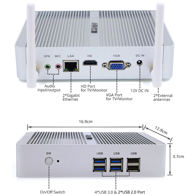HYSTOU Intel NUC i5 7200U 5200U безвентиляторный мини ПК Windows 10 X86 i3 6006U 7100U маленький настольный