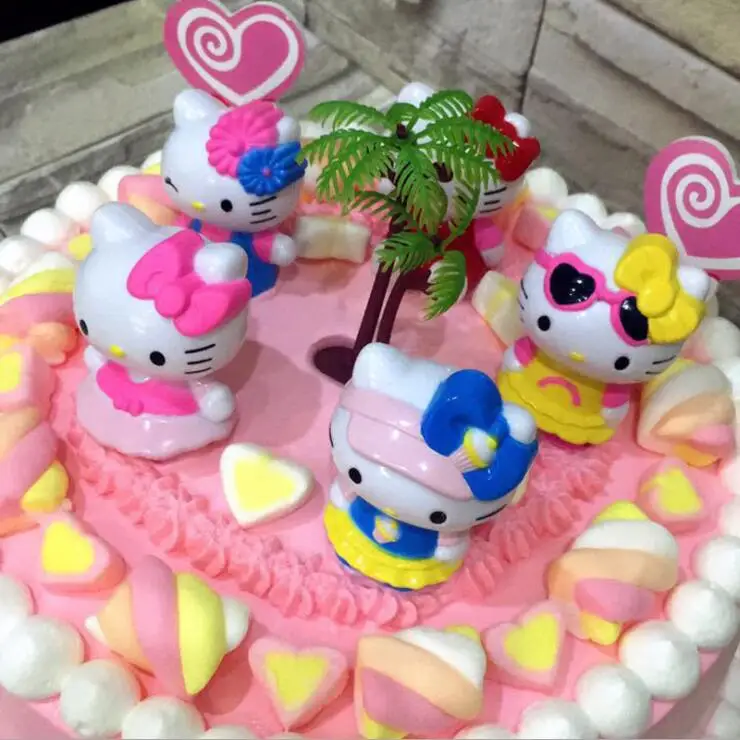 5 шт./компл. милый рисунок «Hello Kitty» украшения для торта на день рождения Хэллоуин День рождения Десерт Таблица вечерние украшения торта Вечеринка