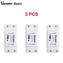 Sonoff – interrupteur Intelligent Wifi de base 10A, 3 pièces, interrupteur d'alimentation sans fil à distance, commutateur Wifi universel Intelligent à bricolage soi-même, fonctionne avec Alexa