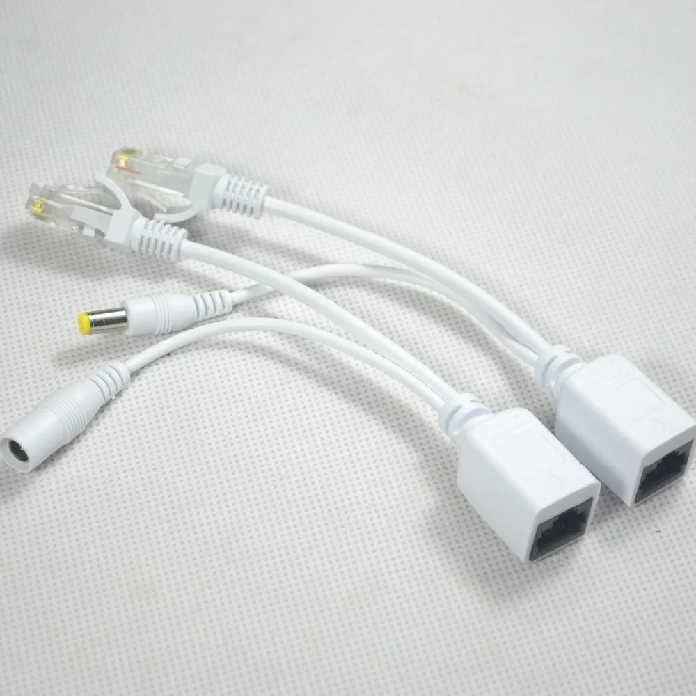 

10pcs(5pair) POE Splitter POE Switch POE Cable poe adapter Tape Screened 5V 12V 24V 48V Power Supply Cable 5.5*2.1mm Interface