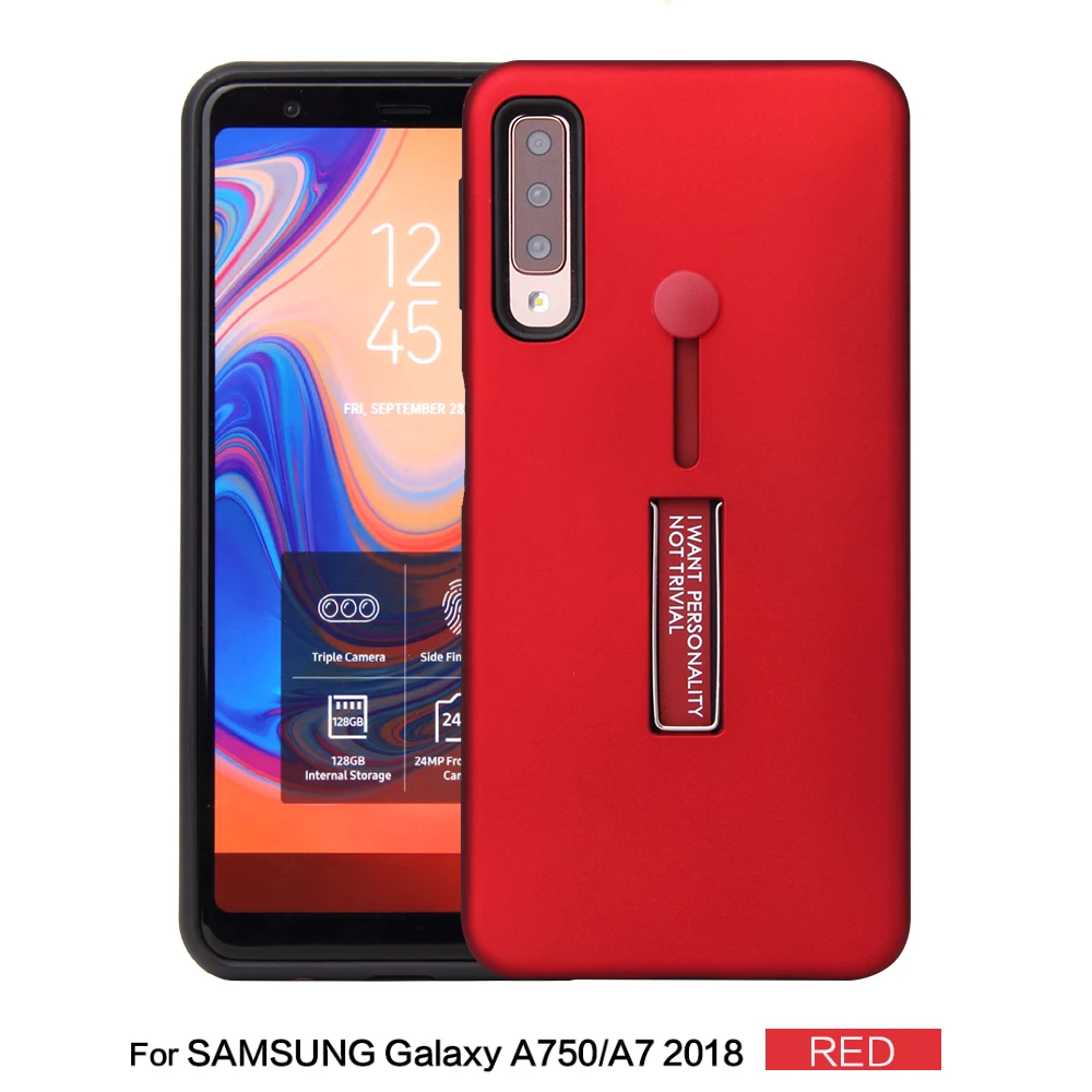 Для Samsung Galaxy A7 2018 A750 Чехол Жесткий ПК с подставкой кольцо защитный чехол на заднюю