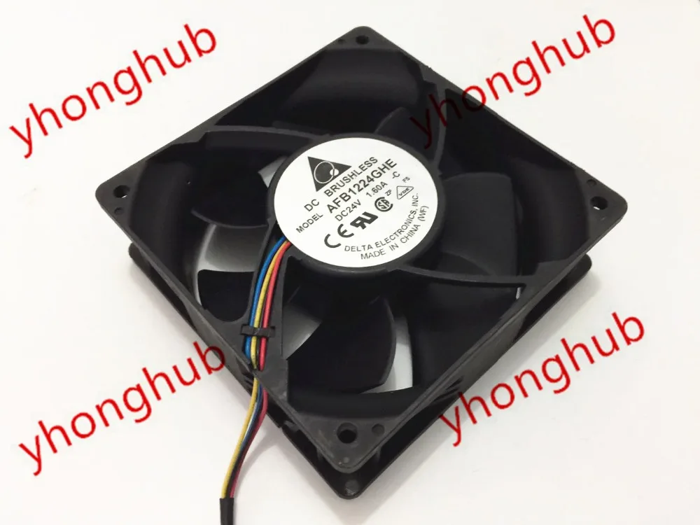 Охлаждающий вентилятор Detla Electronics AFB1224GHE C 4 провода 24 В постоянного тока 0 75 А 120x120x38