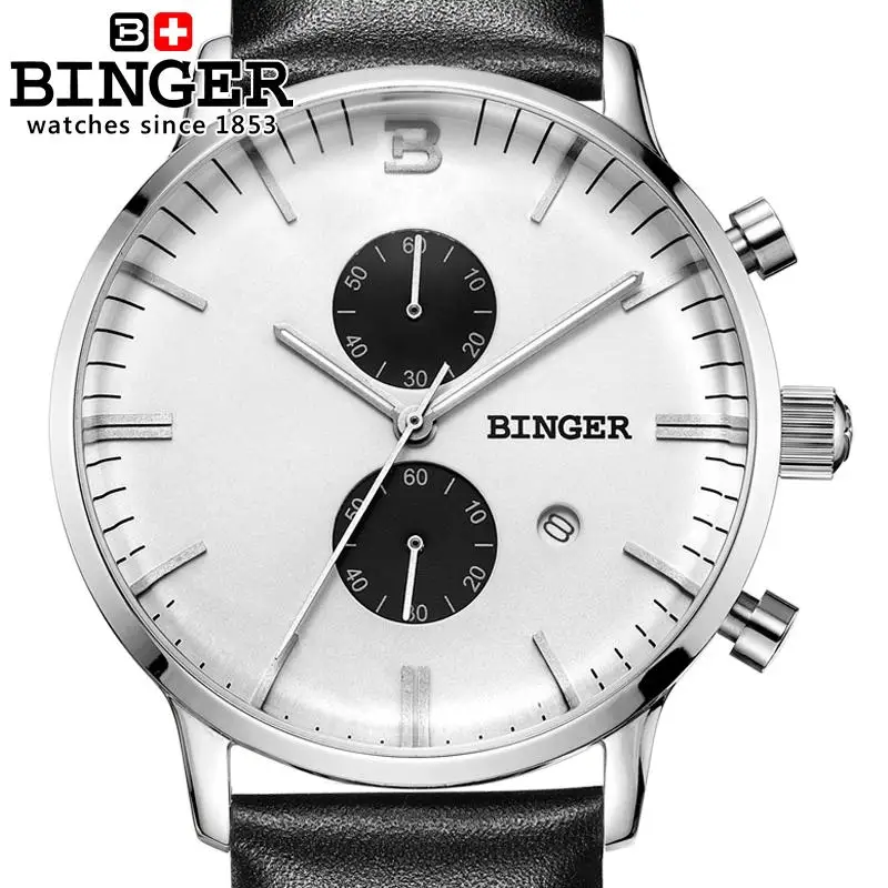 Switzerland font b men s b font font b watch b font luxury brand Wristwatches BINGER