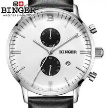 Switzerland men s watch luxury brand Wristwatches BINGER Quartz clock glowwatch leather strap Chronograph Diver B1122