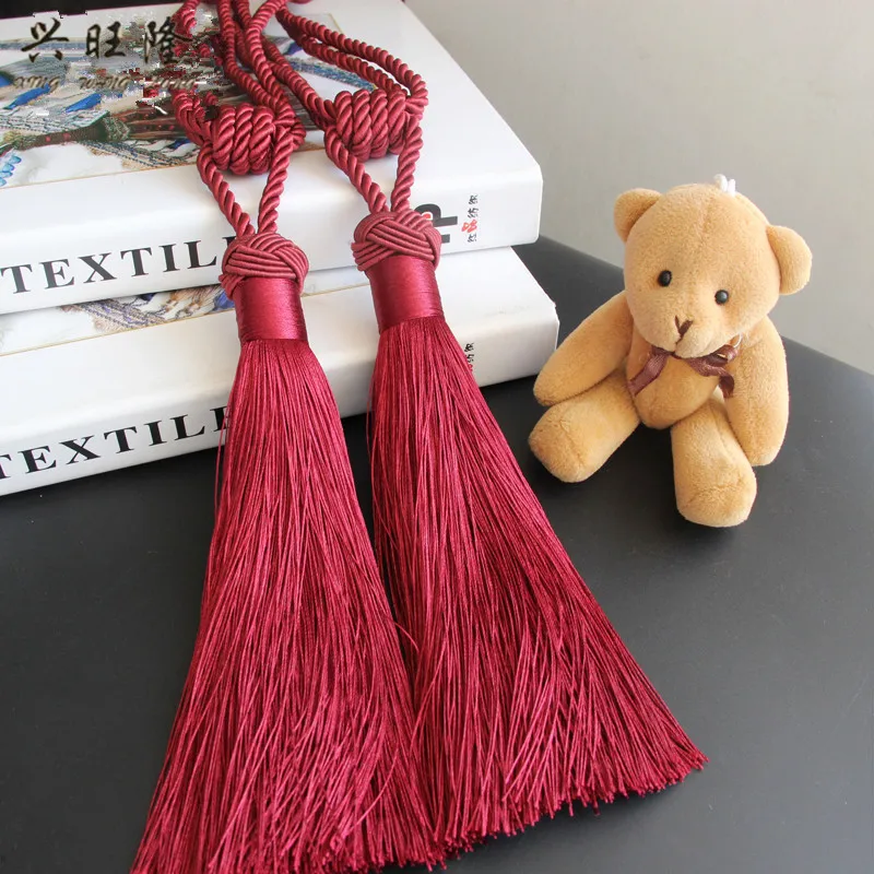 

XWL 2Pcs/Pair Curtain Tieback Hooks Holder Straps Hanging Ropes Belt Curtain Accessories Tiebacks Tassel Fringe Brush Home Decor
