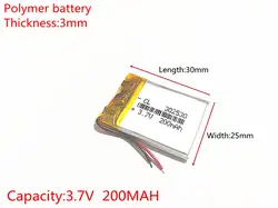 Оптовая продажа 10 шт 3,7 V 200 mAh литиево-полимерный lipo Перезаряжаемые Батарея для Mp3 Mp4 Рисованные подложки DVD E-Book гарнитура bluetooth 302530