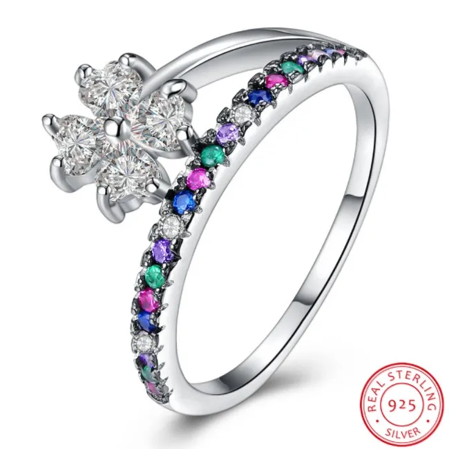 

2019 New European Fashion Jewelry Colorful Zircon 925 Silver Ring ring Crystal From Austrian For Woman Party