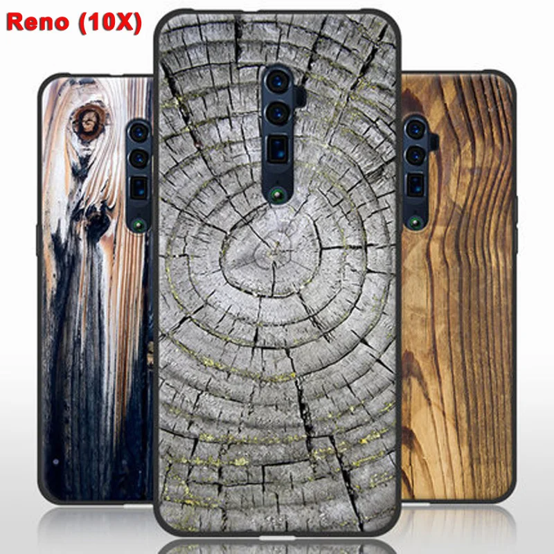 Reno 10x zoom Wood grain stone Print Case For OPPO Reno 10x Soft Silicone TPU back Cover For OPPO Reno 10x zoom version case