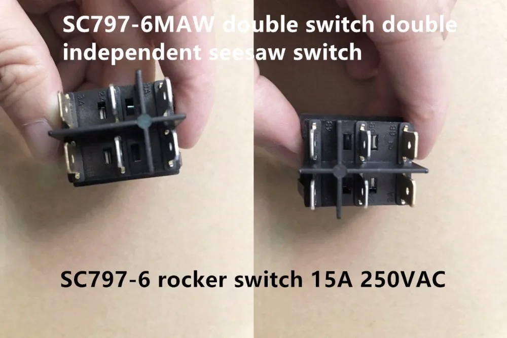 SC797-6MAW double switch double independent seesaw switch rocker switch 15A 250VAC 6_