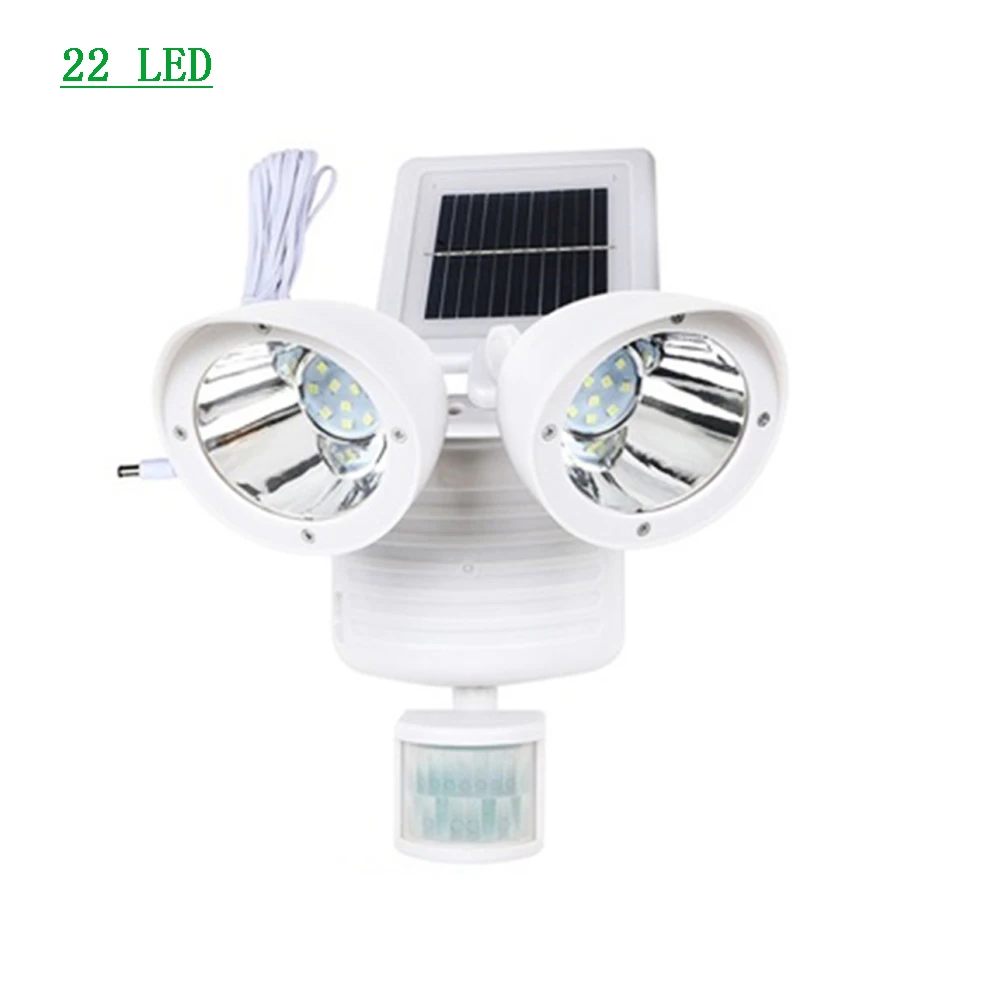 42 светодиодный светильник на солнечной энергии с двойной головкой, датчик движения человеческого тела, тропинка солнечной лампы, открытый водонепроницаемый энергосберегающий точечный светильник