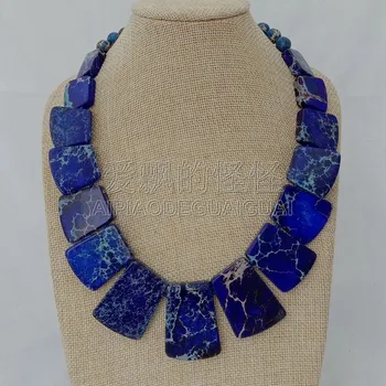 

N073020 19'' Blue Sea Sediment Imperial Stone Graduated Necklace