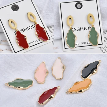 

Winter style 30pcs/lot alloy drop oil geometry irregular leaves shape metal floating locket charms diy jewelry earring pendnts