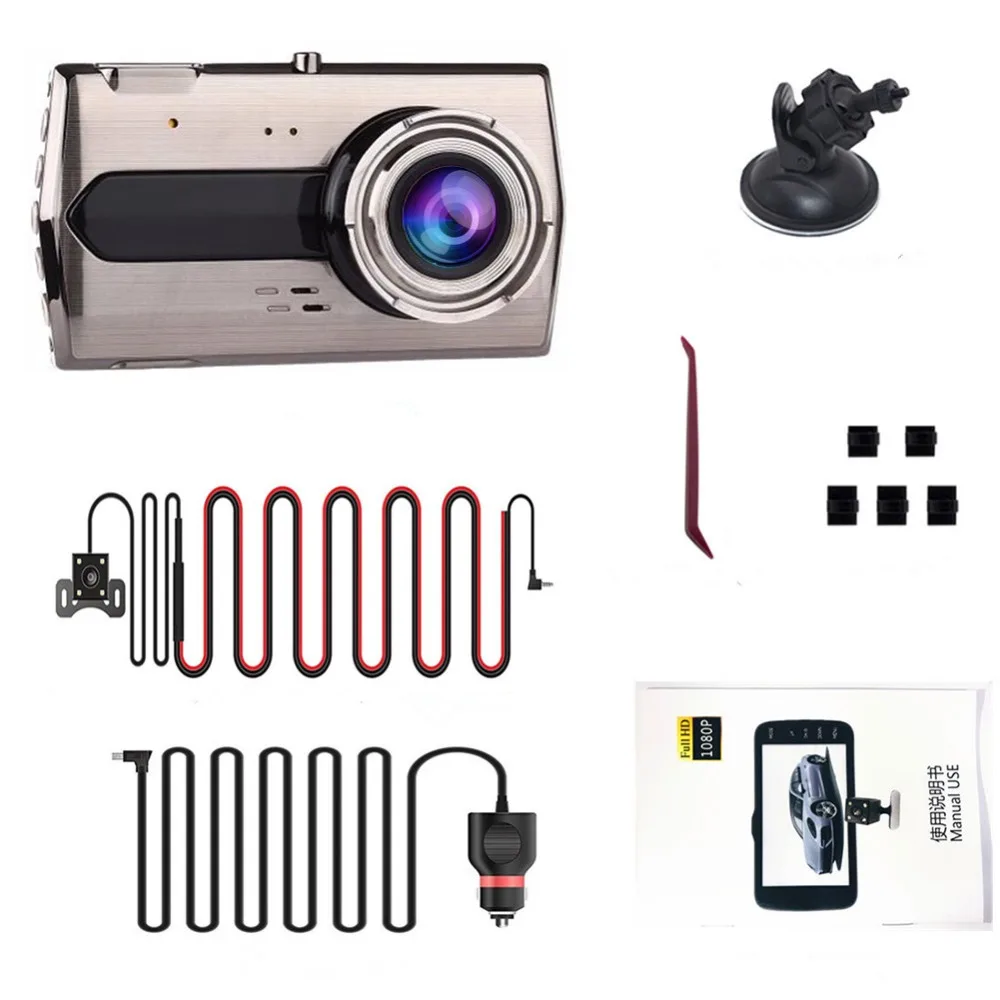 Dash Cam двойной объектив автомобиль DVR камера Full HD 1080P " ips Передний+ задний видеорегистратор ночного видения g-сенсор монитор парковки