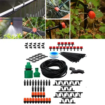 

ISHOWTIENDA DIY Irrigation System Automatic Distribution Tubing Watering Drip Kit with Adjustable Drippersfor Garden