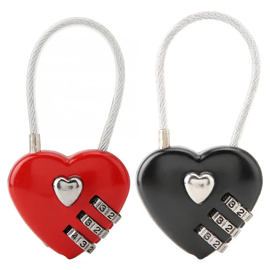 

Password Lock Heart Shape 3 Digit Code Combination Luggage Bag Lock Password Security Couple Padlock cerradura electronica