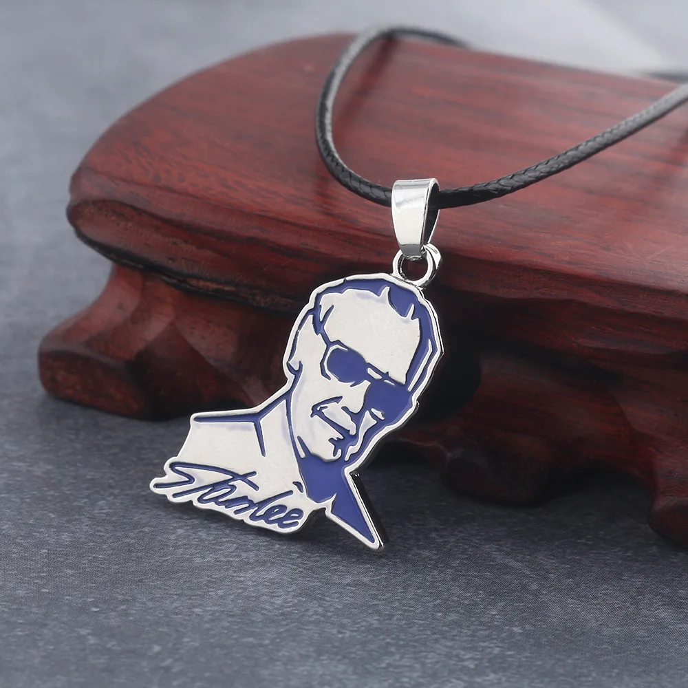 

RJ Avengers Stan Lee Figure Image Pendants Necklaces Father of Necklace High Quality Rope Chain Lady Men Souvenir Jewelry