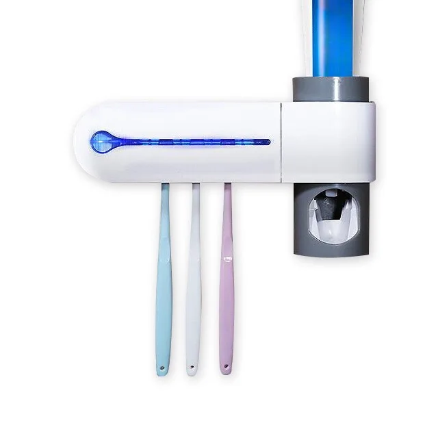 

USB Interface Toothbrush Sterilizer Portable UV Toothbrush Sanitizer Holder Wall Mounted Automatic Toothpaste Dispenser Squeezer
