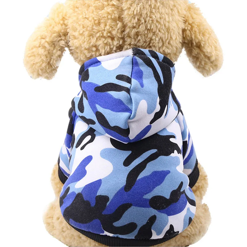 Зимняя камуфляжная одежда для собак худи для домашних собак Одежда для Йорка и чихуахуа мягкие кофты для щенков Одежда для собак Ropa Para Perros - Цвет: Синий