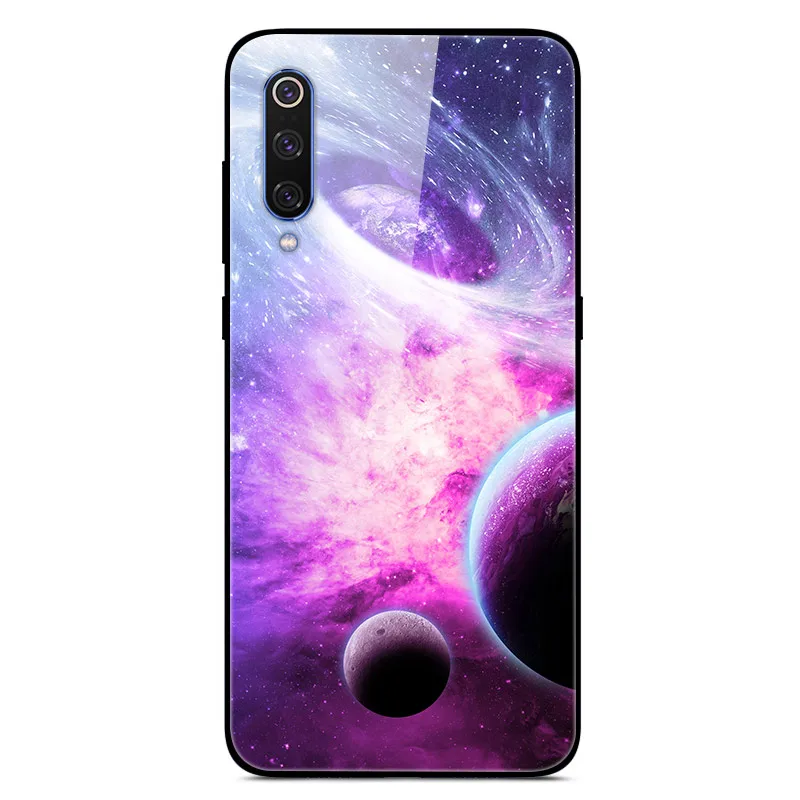 Чехол из закаленного стекла для Xiaomi Mi 9, чехол, стеклянная крышка для Xiaomi Mi 9 SE, чехол, силиконовый бампер, чехол для Xiaomi Mi CC9 Pro 9 Lite - Цвет: Озерный синий