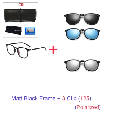 Два Oclock 5 в 1 магнитные солнцезащитные очки для женщин поляризационные Круглые Солнцезащитные очки с зажимом оптические очки для близорукости оправа A8805 - Цвет линз: 1 Frame 3 Clip 125
