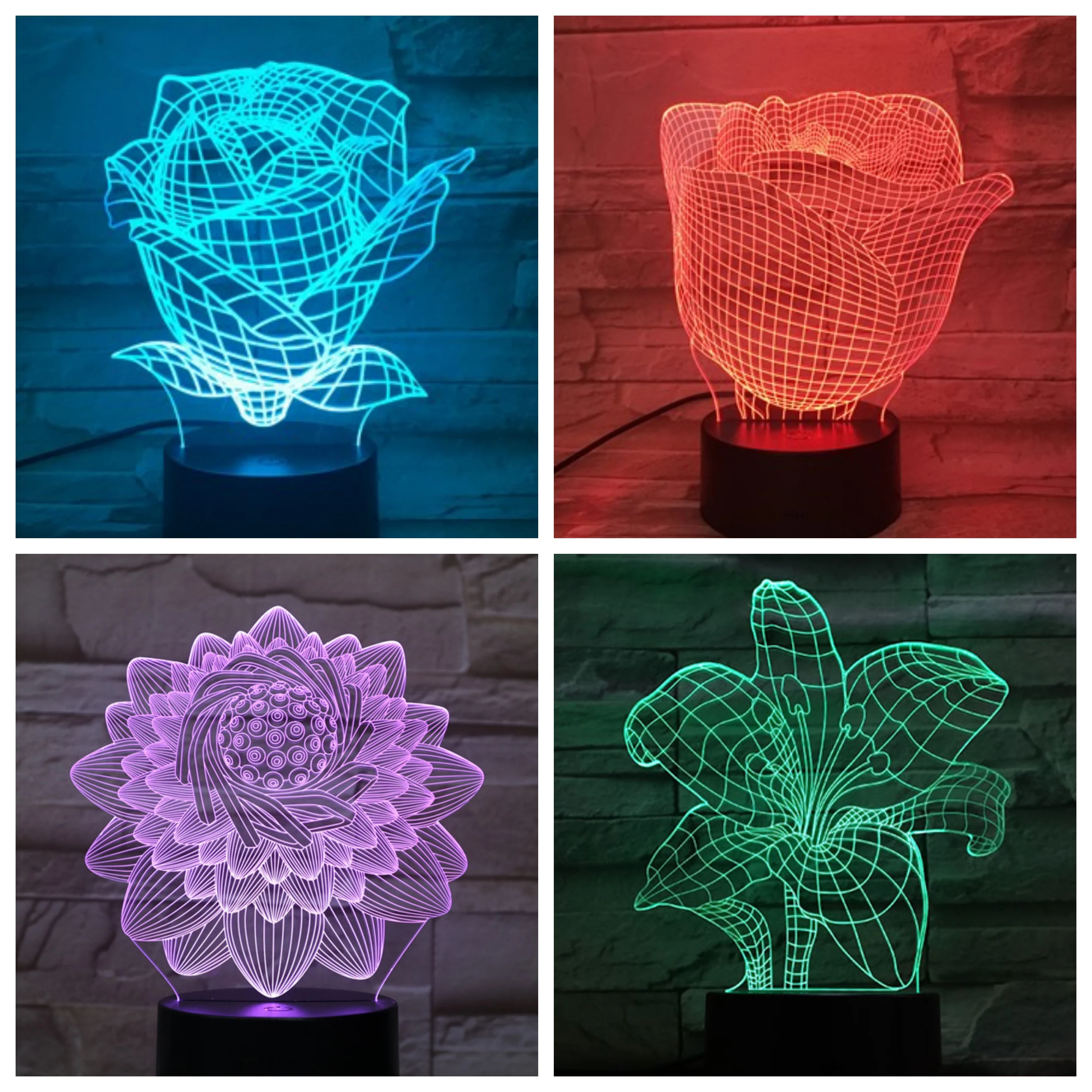 Розовый Светодиодный Ночник USB сенсорный датчик RBG цветочный Новый светильник ing