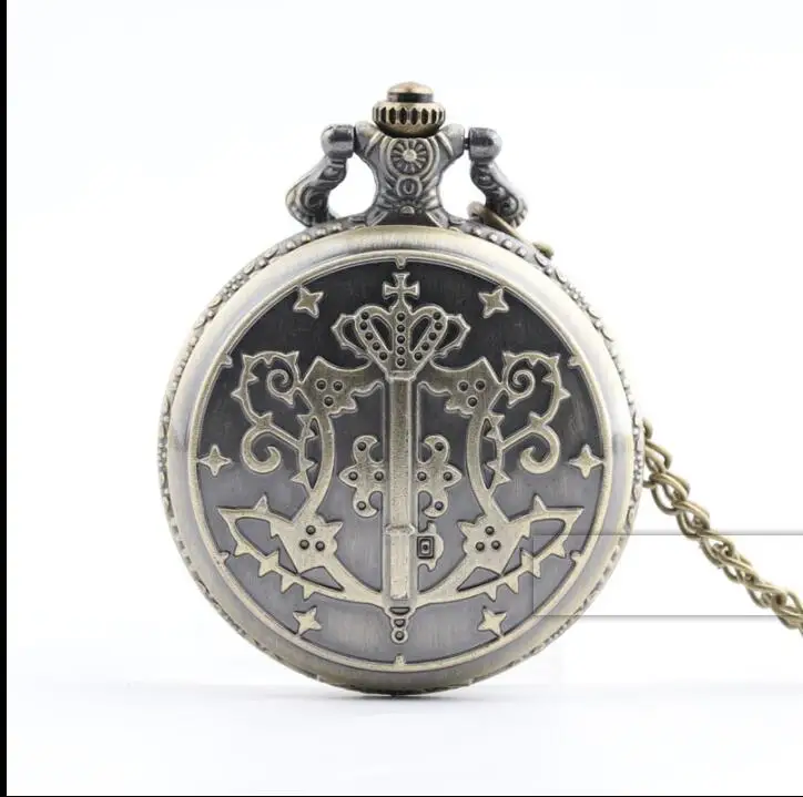 

Retro Vintage Bronze Kuroshitsuji Black Butler Quartz Pocket Watch Analog Pendant Necklace Men Women Watches Gift Reloj Montre