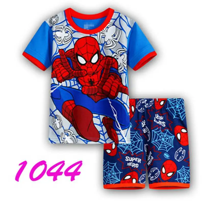 Новая летняя одежда для сна для мальчиков; хлопковые пижамы; Детские пижамные комплекты; рубашки с короткими рукавами+ шорты для мальчиков; Пижама с короткими рукавами; домашняя одежда