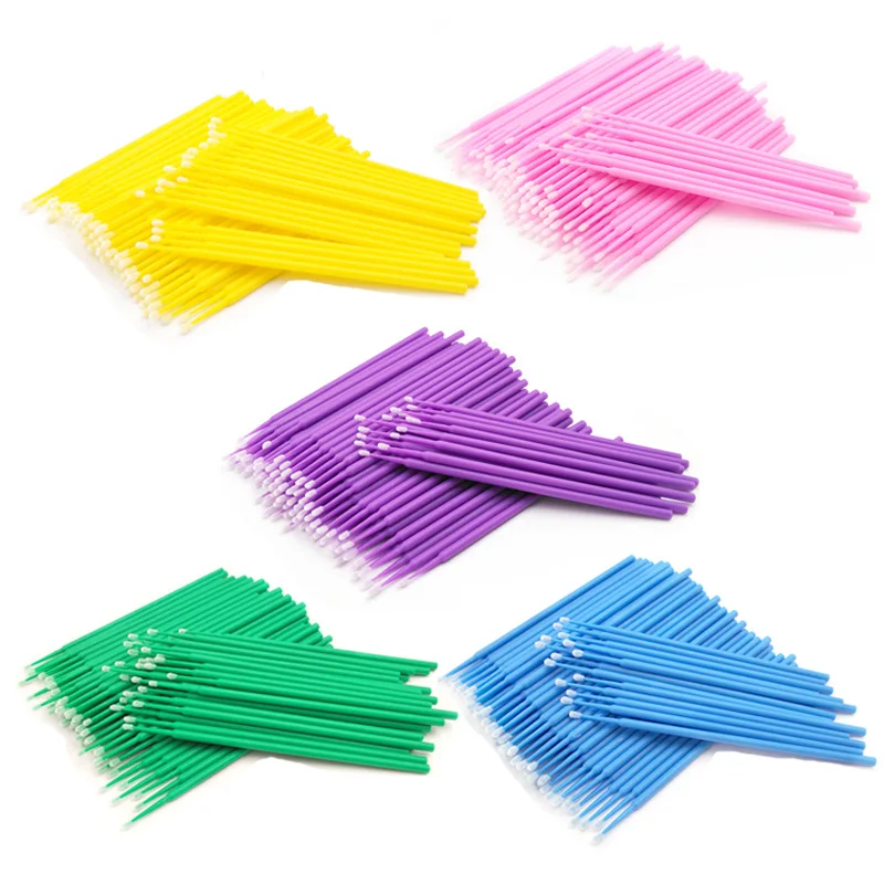 100 PCS Disposable Makeups False Eyelashes Mini Individual lashes Applicators Mascara Brush False Eyelash Extensions Cotton Swab