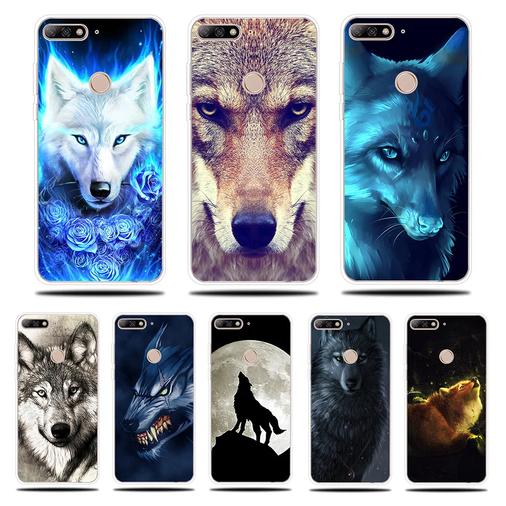

Wild Wolf Pattern Silicone Phone Case For Huawei Y5 Y6 ii Prime 2017 2018 Cover For Huawei Y7 Prime Pro Y9 2018 2019 Case Cover