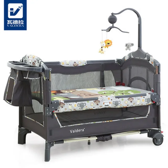 VALDERA multi function folding fashion crib European portable game bed BB bed can be docked with