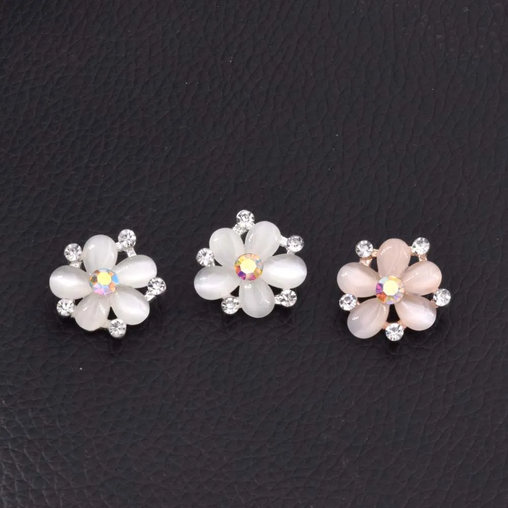 

20pcs Exquisite 18mm flower Cat eye Rose gold Alloy Rhinestone Buttons Sew on Clothing Shank Button Clothing Accessories HK-375