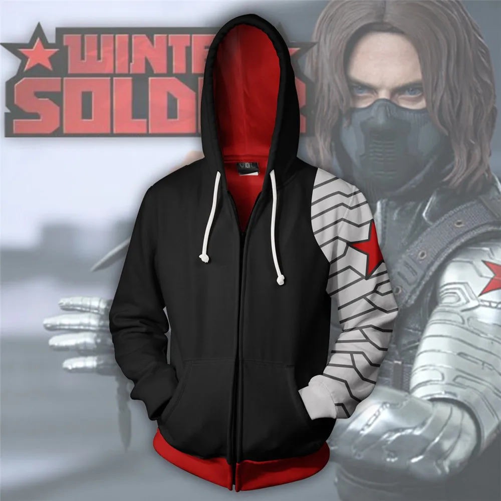 

Captain America: The Winter Soldier Hoodie Sweatshirts Long Sleeve Zipper Men Hoodie Cosplay Sweatshirt Jacket