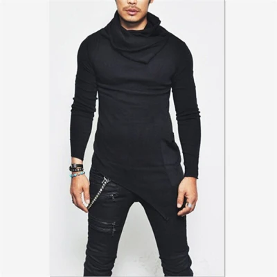 Unbalance Hem Pocket, толстовки с длинным рукавом, мужская спортивная одежда, баскетбольные майки, осенние мужские водолазки, толстовка, топы, 5XL - Цвет: black