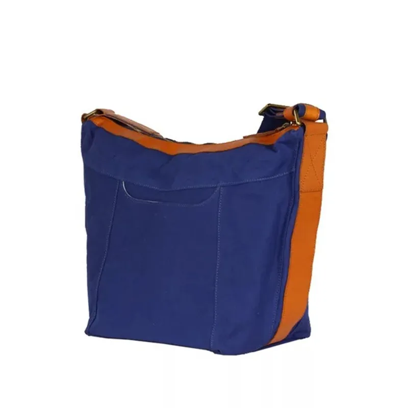 

Japan Handmade Style Girls Large Cnavas Hobos Bag Genuine Leather Ladies Zipper Cover Crossbody Bag Women's Casual Shoulder Bag