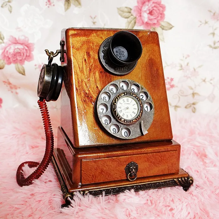 Высококачественная винтажная телефонная модель ретро с часами старинные классические кованые украшение для гостиной YWSM45 - Цвет: type 3