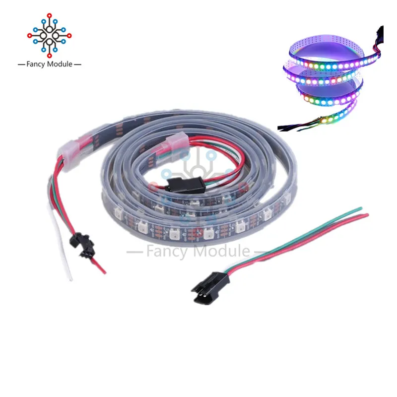 1M 5V 60LED WS2812B 5050 RGB LED Strip Light Kit Waterproof Black