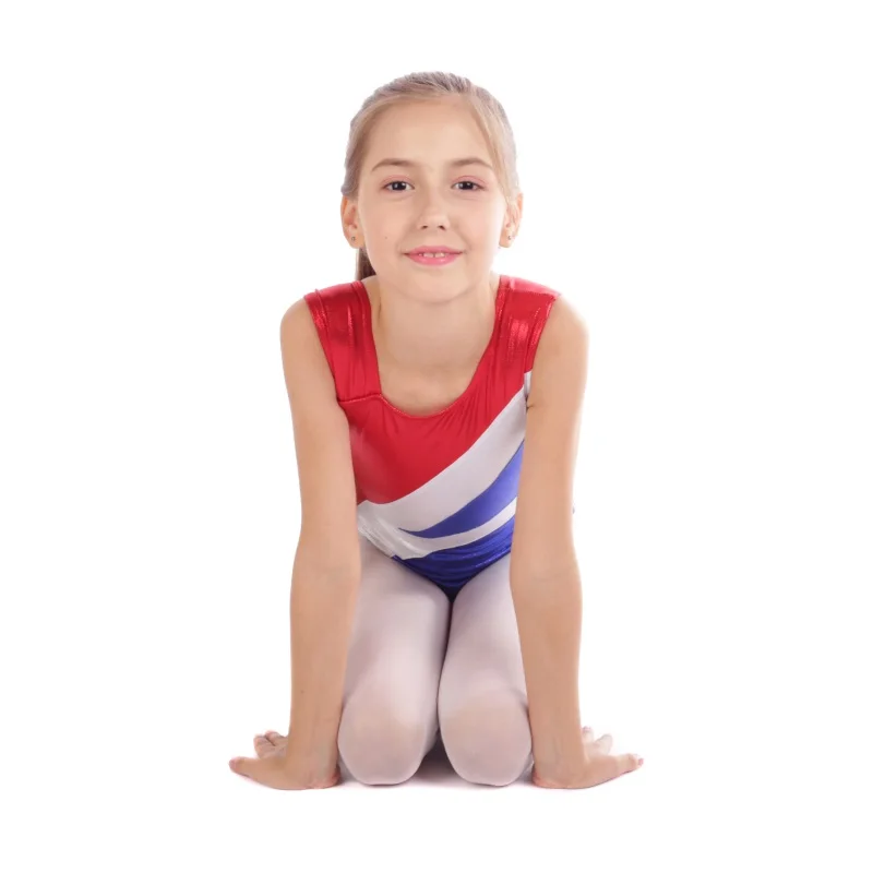 Гимнастический балетный костюм для гимнастики для девочек Детский костюм без рукавов высокого качества костюм с рисунком радиуса