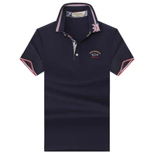 SHABIQI брендовая одежда Мужская рубашка поло мужская деловая Повседневная однотонная Мужское поло рубашка с коротким рукавом высокого качества из чистого хлопка