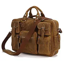 Maxdo High Quality Big Vintage 100% Guarantee Real Genuine Crazy Horse Leather Men Travel Bags Messenger Bags #M7028