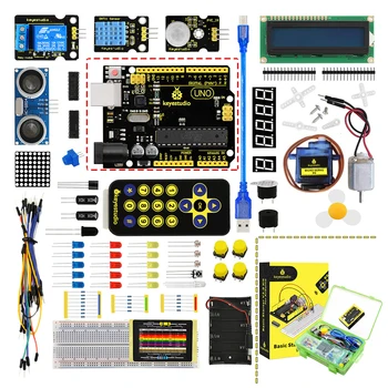

2019 NEW! Updated Version Keyestudio Basic Starter Kit V2.0 (UNOR3 Board ) W/Gift Box for Arduino Kit+PDF(online)