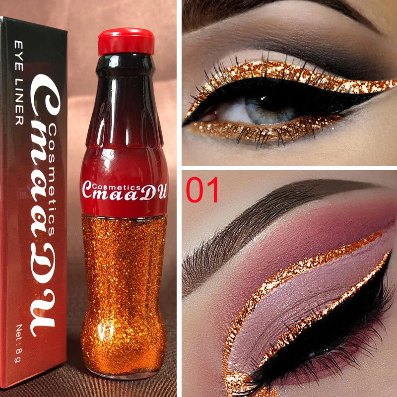 New Makeup Cola Liquid Glitter Eyeliner Silver Rose Gold Color Shiny Eye Liners for Women Eye Pigment Korean Cosmetics TSLM1 New Makeup Cola Liquid Glitter Eyeliner Silver Rose Gold Color Shiny Eye Liners for Women Eye Pigment Korean Cosmetics TSLM1