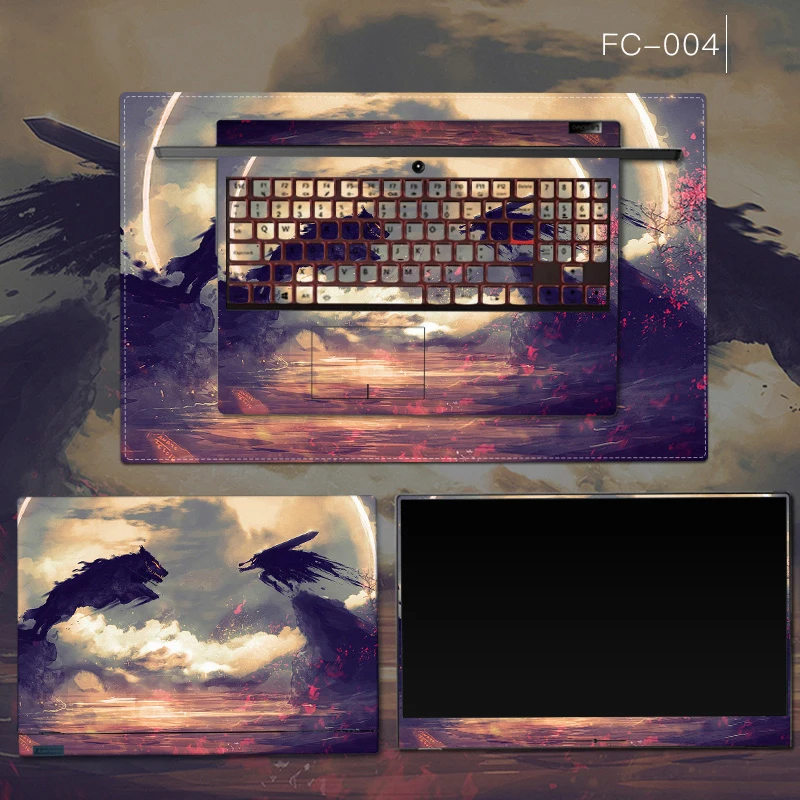 3 sides Laptop Skin Notebook Stickers Case For Macbook Xiaomi Lenovo Dell Asus HP Laptop Sticker Cover With Large Mouse pad