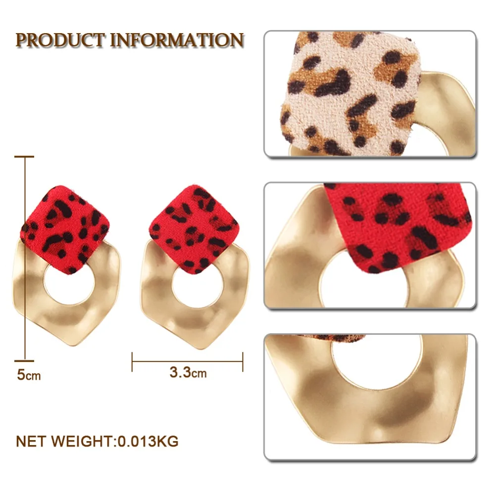 Молочным. 6 видов конструкций леопардовым принтом Винтаж серьги-подвески в стиле панк Для женщин оптовые ювелирные изделия женские серьги Bijoux ручной работы A184