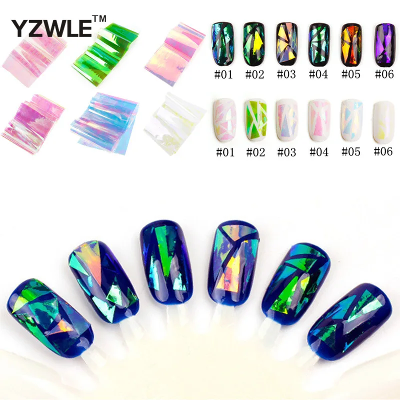 YZWLE 1 Pcs 2016 Fashion Punk Transfer Foil Sticker Broken Glass Nail Art DIY Nail Beauty Decoration Stencil Decal
